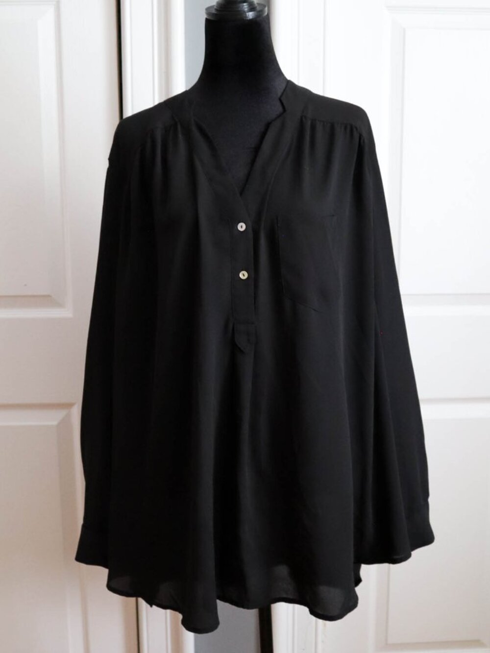 ModCloth Fervour Chiffon Tunic Blouse Top Black Pam Breezely Plus Size 4x